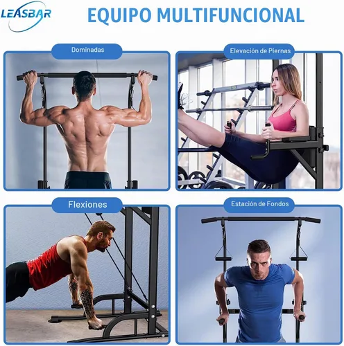 Vista 7 de Pull Up Dip Station for Home Gym, Power Tower with Backrest, Adjustable Height Pull Up Bar Stand, Multifunctional Strength Training Fitness Workout