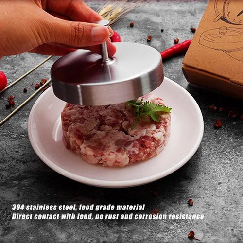 Vista 2 de Stainless Steel Hamburger Press with Adjustable Handle, 304 Food Grade Burger Patty Mold for DIY Rice Ball Sandwich Egg, Compact BBQ Kitchen Tool