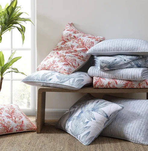 Vista 15 de Tommy Bahama - Juego de edredón de tamaño queen, ropa de cama reversible de algodón con funda de almohada a juego, juego de ropa de cama súper suave