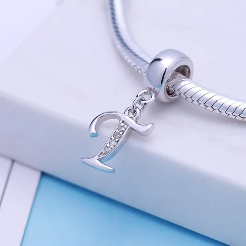 Vista 84 de ABUN Abalorio de plata de ley 925 con letra A a la Z, espaciador de inicial, con circonita cúbica transparete colgante, auténtica, para pulseras