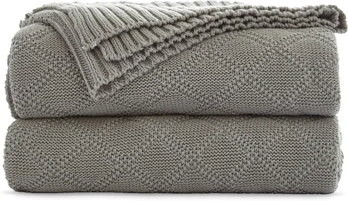 Vista 17 de Manta de Punto de Algodón Marrón Oscuro para Sofá Cama - Decorativa para el Hogar Suave y Acogedora Tejido de Suéter Otoñal de Punto Trenzado - 2.2