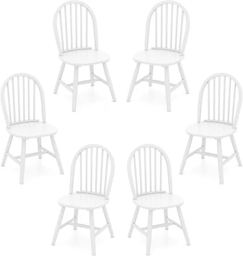Vista 13 de Juego de 2 sillas de comedor de roble de 18 pulgadas, sillas Windsor de madera con respaldo de husillo para isla de cocina de campo