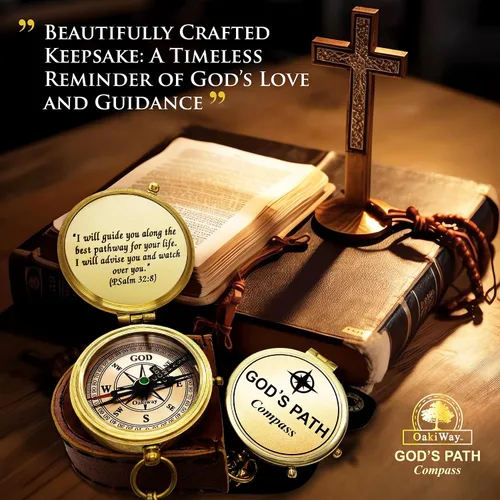 Vista 9 de God's Path Compass – Communion & Confirmation Gift for Teenage Boys Baptism Religious Gifts for Christian Men, Catholic, Graduation Sentimental