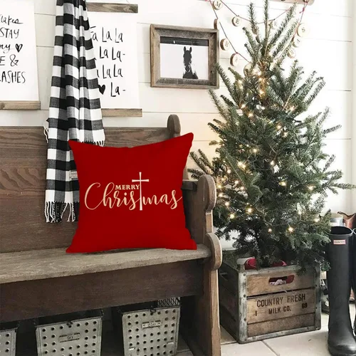 Vista 4 de Fundas de almohada de Navidad de 18 x 18 pulgadas, decoración de Navidad para interiores, decoración de Navidad cristiana, fundas de almohada