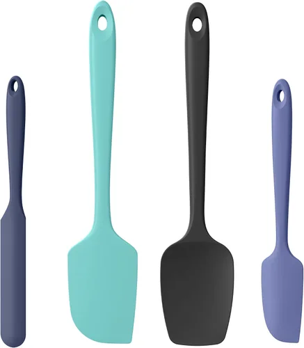 Vista 13 de Juego de 3 espátulas de silicona resistentes al calor, 600 ºF, utensilios de cocina antiadherentes sin BPA para mezclar sin costuras, plegar, raspar