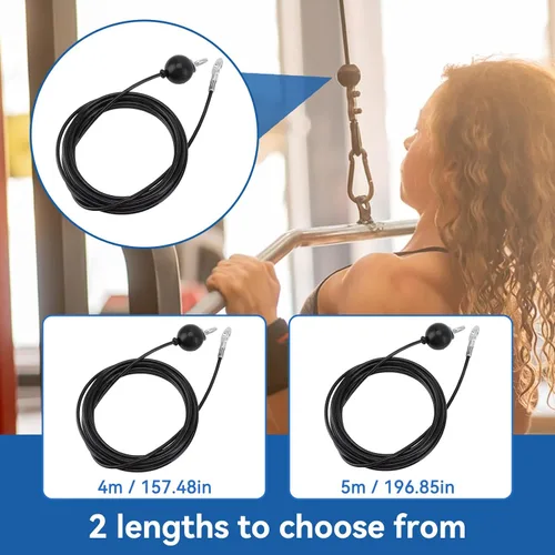 Vista 4 de Cable de polea de fitness, cable de acero resistente para gimnasio, cable de repuesto para gimnasio en casa, accesorios de máquina (13.1 ft)