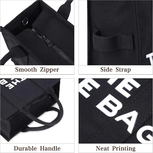 Vista 3 de JQWSVE Bolsas de lona para mujer bolso de mano con cremallera bolso cruzado de lona para oficina viajes escuela