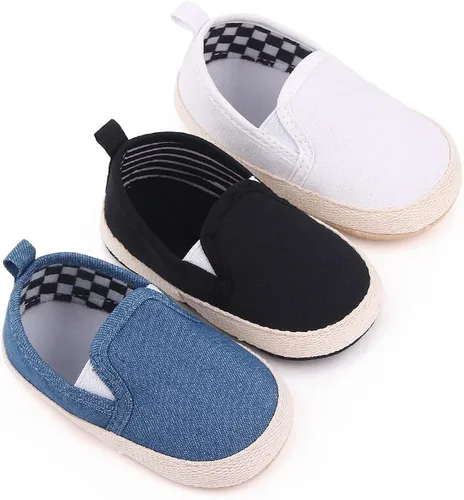 Vista 5 de haozaye Zapatos de lona para bebés, niñas y niños, suela suave, mocasines para cuna, zapatos casuales Austin para niños pequeños, mocasines planos