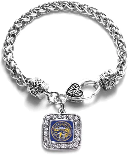 Vista 218 de Pulsera de dijes cuadrados de plata con joyería de circonita cúbica