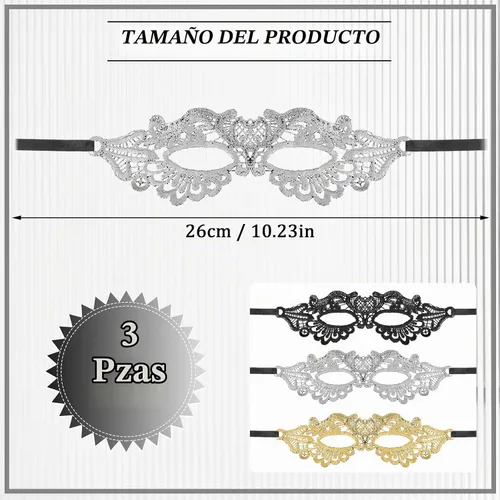 Vista 2 de WY LIGHTING LEVEL 3 Piezas de Máscara de Mascarada para Mujeres, Máscaras de Vestido Elegante de Encaje
