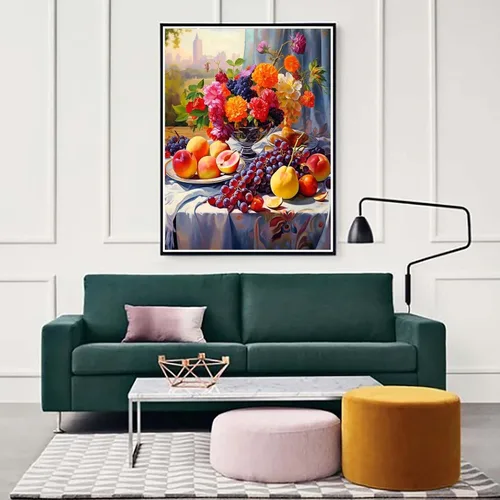 Vista 3 de Zariocy Kits de arte de diamantes 5D para adultos, frutas, pintura de diamantes de bricolaje, arte redondo de taladro completo, pinturas de bordado