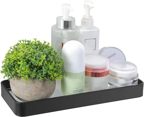 Vista 10 de Z metnal Estantes pequeños de vidrio para baño, estante flotante negro mate, mini organizador de estantes de pared, montaje en la pared