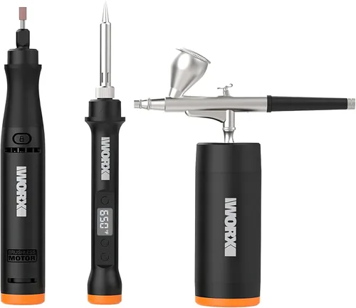 Vista 9 de Kit de herramientas de manualidades - Mini herramienta giratoria, pistola de aerógrafo con compresor para lijado, tallado, grabado, pintura, batería