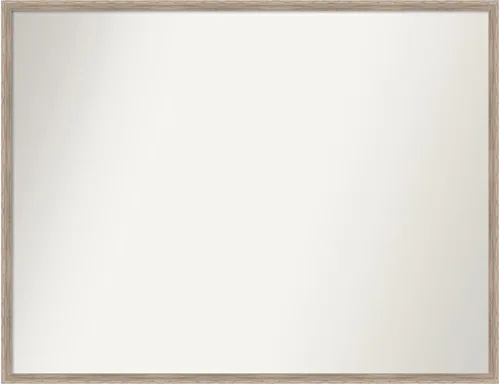 Vista 77 de Amanti Art Espejo de baño blanco para sobre el fregadero, 24 x 27 pulgadas, espejo de tocador rectangular con cuña de madera dura, marco de madera