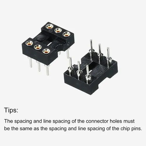 Vista 4 de MECCANIXITY DIP IC Chip Adaptador de zócalo de Pin Redondo 6P 0.100 in Pitch IC Socket para PCB Board Chip, paquete de 6