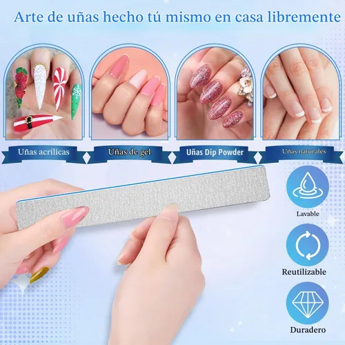 Vista 5 de Lima de uñas de grano 60/60 para uñas acrílicas, limas de uñas súper ásperas, tableros de esmeril para uñas artificiales, uñas postizas, lima