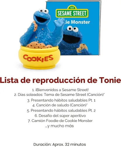 Vista 6 de Tonies Figura de juguete de audio de Cookie Monster de Plaza Sésamo