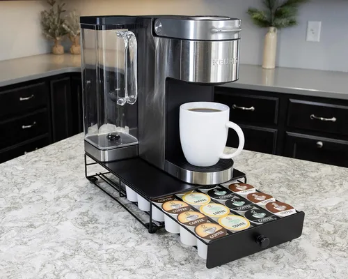 Vista 2 de Nifty Solutions Capacity Nifty - Mini acabado negro rodante, compatible con K-Cups, soporte de paquete de 24 cápsulas, cajón de almacenamiento