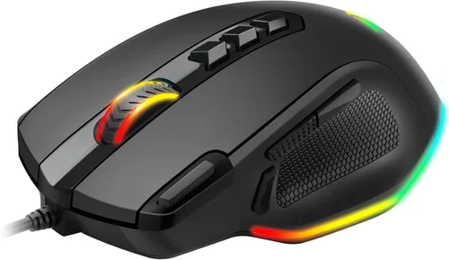Vista 8 de Redragon Ratón para juegos con cable, mouse ergonómico retroiluminado RGB de hasta 8000 DPI, 11 botones programables y 7 modos retroiluminados