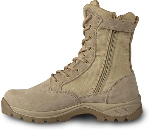 Vista 11 de Botas tácticas militares ligeras para hombres, duraderas YKK con cremallera lateral para policía, ejército, combate, selva, transpirables, cómodas