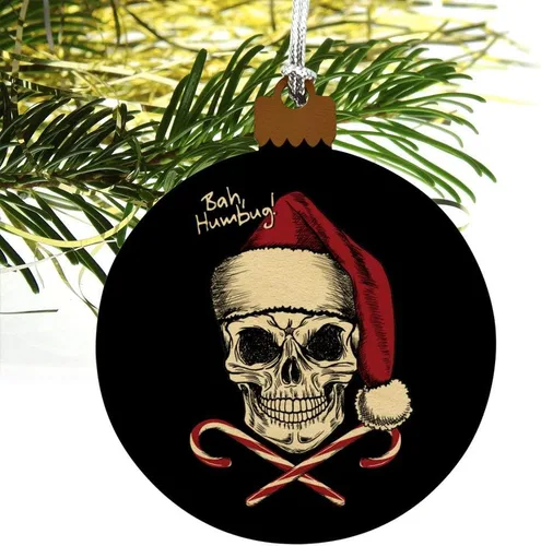 Vista 4 de Bah Humbug - Adorno navideño de madera para árbol de Navidad
