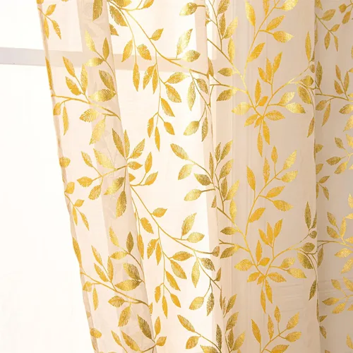 Vista 17 de Deeprove Cortinas traslúcidas color aguamarina y dorado de 63 pulgadas de largo, 2 paneles para decoración de dormitorio, cocina, decoración