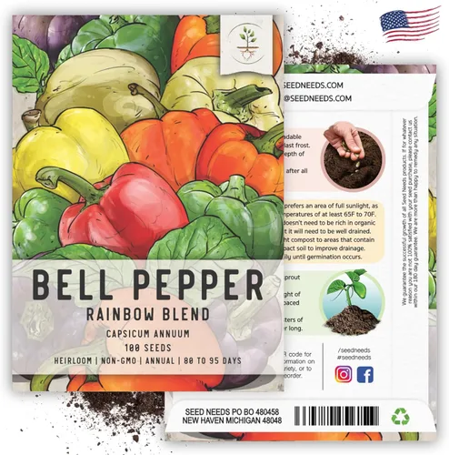 Vista 6 de Seed Needs - Semillas de pimiento arcoíris para plantar verduras, 1 paquete