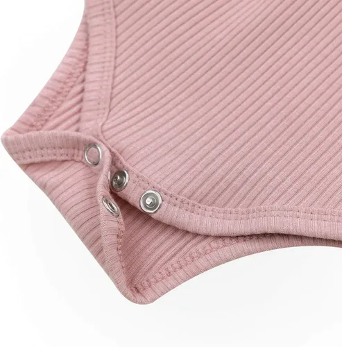 Vista 7 de KANGKANG Ropa de bebé recién nacida, mameluco acanalado con mangas con volantes + pantalones florales + diadema lindo traje de bebé niña 3 piezas