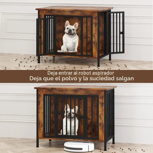 Vista 3 de EasyCom Mueble de jaula para perros para 1 o 2 perros, jaulas resistentes para perros individuales/dobles para perros pequeños, medianos y grandes