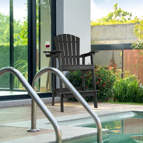 Vista 2 de FUNBERRY Silla alta Adirondack, sillas altas para balcón para todo tipo de clima, con soporte para tazas