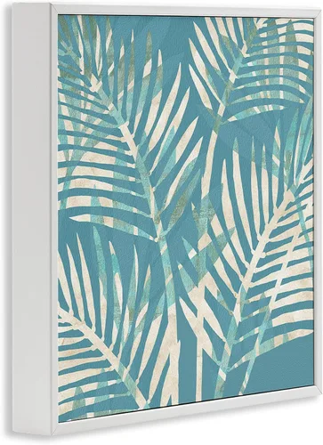 Vista 2 de Stupell Industries Arte Giclée enmarcado abstracto de hojas tropicales por Flora Kouta Enmarcado en blanco