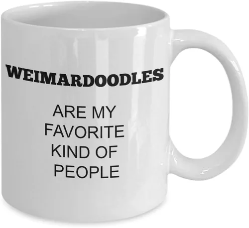 Vista 2 de Taza divertida Weimardoodle Are My Favorite Kind of People – Taza de té de café de 11 o 15 oz para perro raza pedigrí EZ#0352