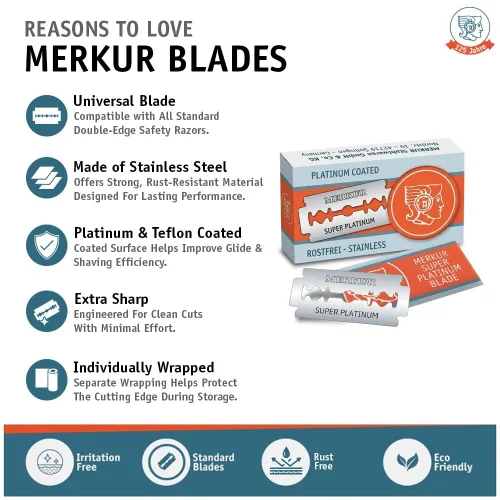 Vista 2 de Merkur Cuchillas de afeitar de doble filo, MK-911-3PK, 10 unidades (paquete de 3)