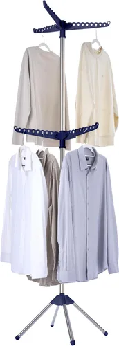 Vista 15 de CASAMAYA Tendedero plegable para ropa de 74.8 pulgadas, 2 niveles, con riel giratorio para 54 piezas de ropa, ahorro de espacio, interior, acero