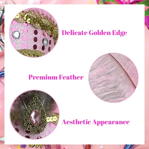 Vista 4 de Mardi Gras Headband, Mardi Gras Headband for Women Girls Showgirl Carnival Feather Headpiece for Hawaii Costume Party