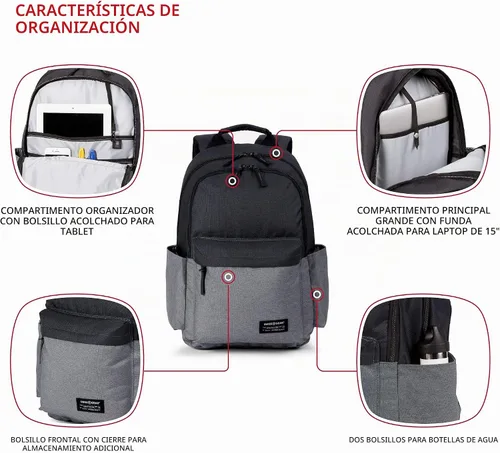 Vista 3 de SwissGear 2789 - Mochila para laptop de 13 pulgadas, gris/negro