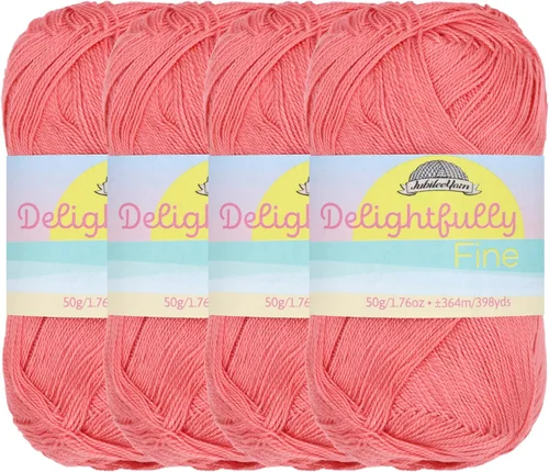 Vista 45 de JubileeYarn - Ovillo de hilo deliciosamente fino, 1.76 oz/madeja de rayón de bambú, color rosa polvo, 4 madejas