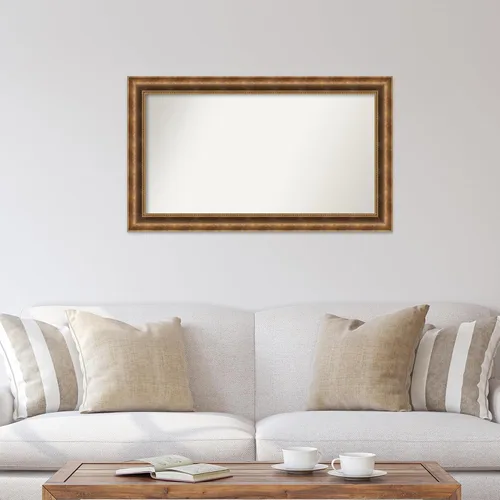 Vista 483 de Amanti Art Espejo de pared personalizado no biselado (25 x 25 pulgadas), marco de bronce acentuado, varios tamaños personalizados, espejo de baño