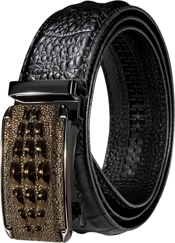 Vista 45 de Barry.Wang Cinturón de trinquete de cuero para hombre 1 3/8" hebilla A Oro Verde