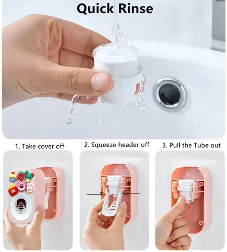 Vista 8 de Dispensador automático de pasta de dientes montado en la pared para baño, exprimidor de pasta de dientes para niños y ducha familiar