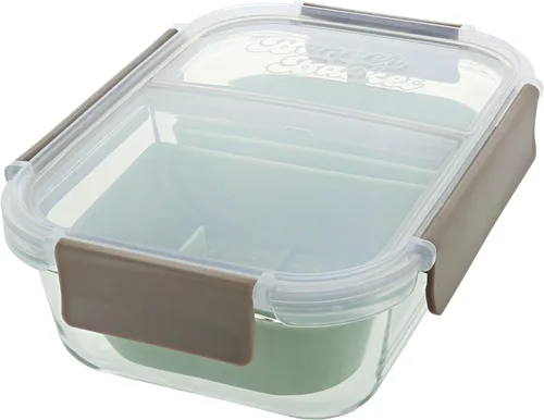 Vista 6 de Herramienta de limpieza de contenedores de vidrio de borosilicato de dos compartimentos con tapa sellable (azul ártico)