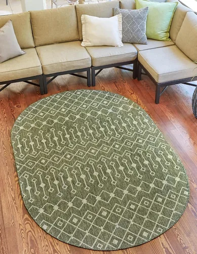 Vista 37 de Unique Loom Outdoor Trellis Collection - Alfombra de área con diseño de enrejado tribal (2 pies 2 pulgadas x 3 pies 1 pulgada, ovalada, azul/marfil)