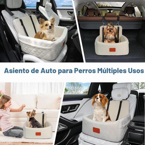 Vista 7 de WOOAIDAGG Asiento de coche para perros de menos de 30 libras, relleno cómodo de tela con espuma viscoelástica, cama de viaje para mascotas lavable