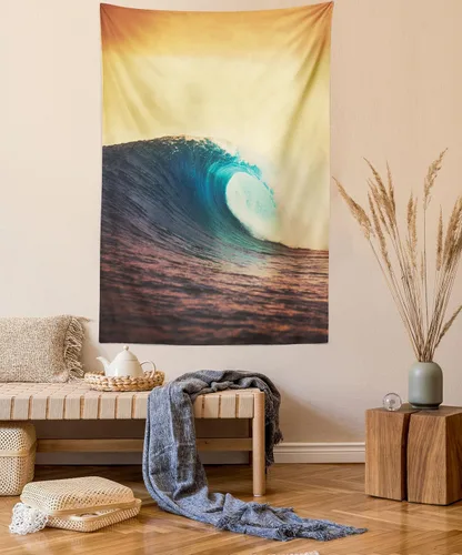 Vista 28 de Ambesonne Tapiz de hongos, atmósfera psicodélica, escena astral estrellada con motivos orientales trippy, decoración de tela para colgar en la pared