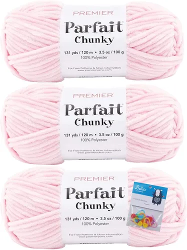 Vista 44 de Premier Yarns Parfait - Paquete de 3 unidades de felpilla gruesa de 3.5 onzas, peso supervoluminoso, paquete de 3 unidades con soportes para punto