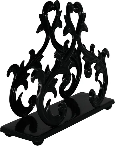 Vista 4 de Owlgift Servilletero Barroco Negro – Soporte Decorativo de Metal para Servilletas de Mesa, Correo u Organizador de Facturas – 6 x 2 x 5.3 Pulgadas