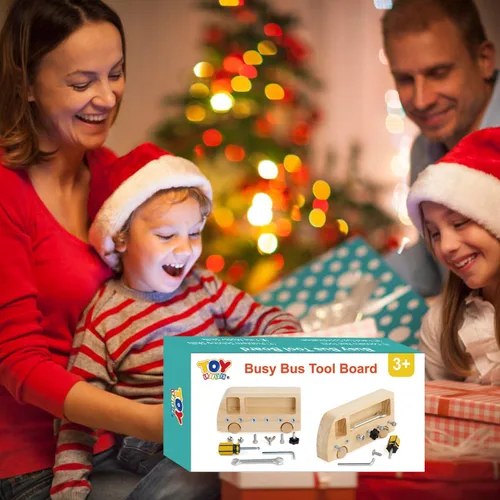 Vista 2 de TOY Life Juego de tablero de destornillador Montessori de madera para niños pequeños y niños de 3, 4, 5 años, juguetes sensoriales de autobús