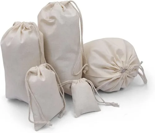 Vista 8 de 100 piezas bolsas de muselina de algodón premium de 2 x 3 pulgadas con doble cordón, bolsas reutilizables de algodón natural con cordón, bolsas