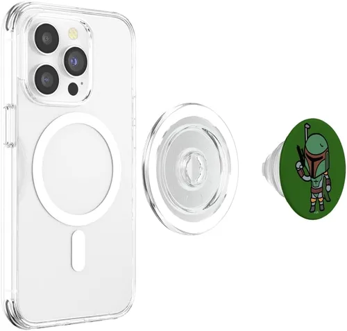 Vista 4 de Star Wars Boba Fett Simple Cartoon PopSockets MagSafe PopGrip para iPhone
