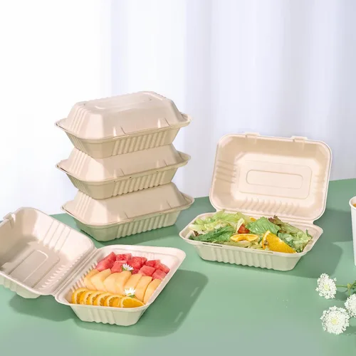 Vista 3 de Contenedores de alimentos para llevar con diseño de concha, [paquete de 75 unidades de 9 * 6 pulgadas], contenedores desechables para llevar, 100%